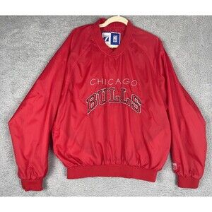 Vintage Logo 7 Chicago Bulls Jacket Mens Medium Red Stitched Windbreaker NBA 90s